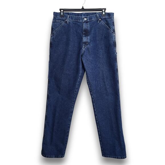Wrangler Carpenter Jeans Men’s 36x34 Blue Denim Relaxed Fit Work Pants - Picture 2 of 14